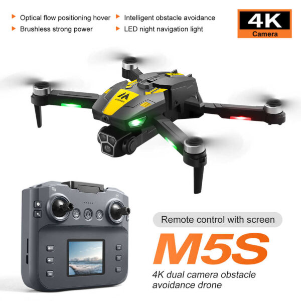 JHD M5S RC Drone 8K Dual HD Camera 5G WIFI FPV 360° Obstacle Avoidance Brushless Large Screen RC Quadcopter Drone Dron - Image 2